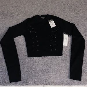 long sleeve crop sweater top